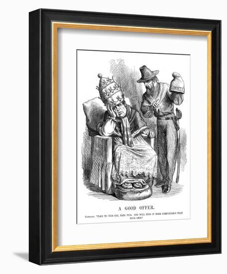 Giuseppe Garibaldi Trying to Persuade Pope Pius IX, 1860-John Tenniel-Framed Giclee Print