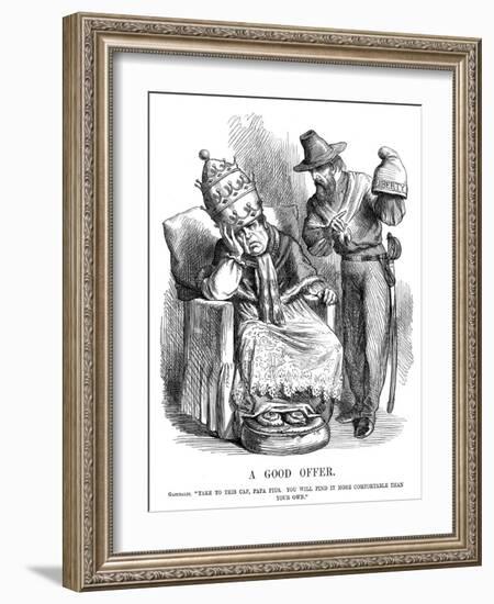 Giuseppe Garibaldi Trying to Persuade Pope Pius IX, 1860-John Tenniel-Framed Giclee Print