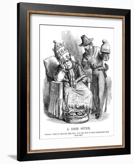 Giuseppe Garibaldi Trying to Persuade Pope Pius IX, 1860-John Tenniel-Framed Giclee Print