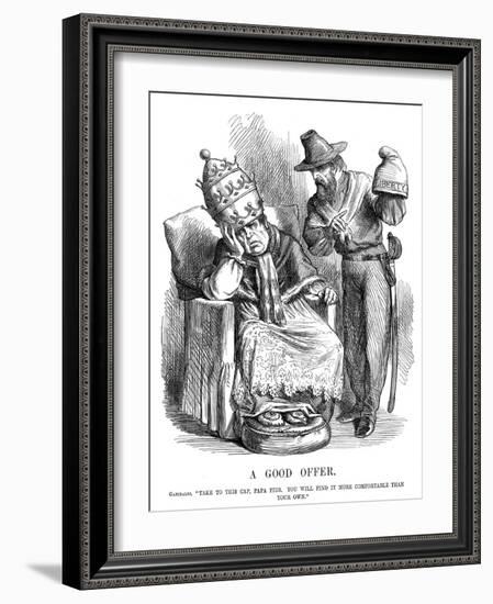 Giuseppe Garibaldi Trying to Persuade Pope Pius IX, 1860-John Tenniel-Framed Giclee Print