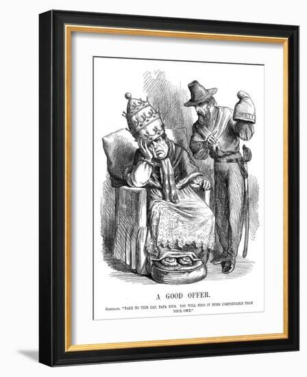 Giuseppe Garibaldi Trying to Persuade Pope Pius IX, 1860-John Tenniel-Framed Giclee Print