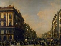 The Carnival in Milan, Corso Venezia at Red House, with Carnival Floats, Ca 1862-Giuseppe Mazzola-Premier Image Canvas