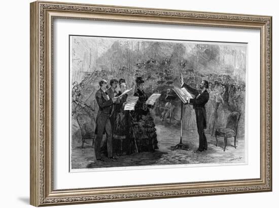 Giuseppe Verdi conducting the 'Messa da Requiem' at the Paris Opéra-Comique in 1874-Italian School-Framed Giclee Print