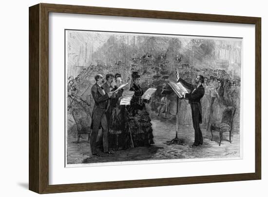 Giuseppe Verdi conducting the 'Messa da Requiem' at the Paris Opéra-Comique in 1874-Italian School-Framed Giclee Print