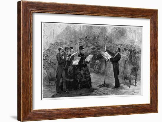 Giuseppe Verdi conducting the 'Messa da Requiem' at the Paris Opéra-Comique in 1874-Italian School-Framed Giclee Print