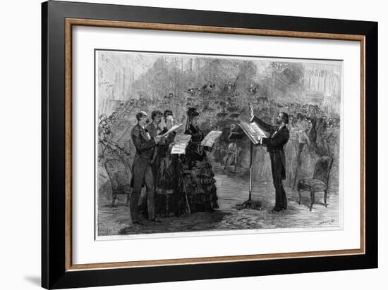 Giuseppe Verdi conducting the 'Messa da Requiem' at the Paris Opéra-Comique in 1874-Italian School-Framed Giclee Print