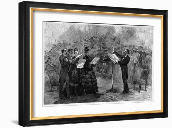 Giuseppe Verdi conducting the 'Messa da Requiem' at the Paris Opéra-Comique in 1874-Italian School-Framed Giclee Print