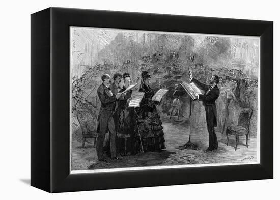 Giuseppe Verdi conducting the 'Messa da Requiem' at the Paris Opéra-Comique in 1874-Italian School-Framed Premier Image Canvas