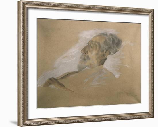 Giuseppe Verdi on His Deathbed-Adolfo Hohenstein-Framed Giclee Print