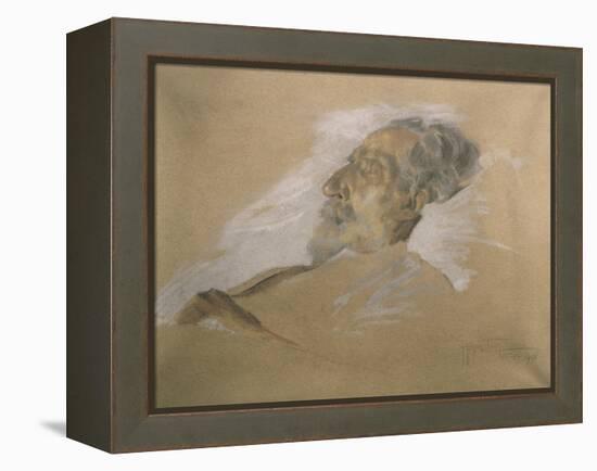 Giuseppe Verdi on His Deathbed-Adolfo Hohenstein-Framed Premier Image Canvas