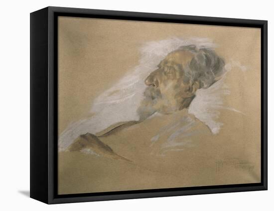 Giuseppe Verdi on His Deathbed-Adolfo Hohenstein-Framed Premier Image Canvas