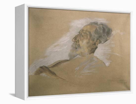 Giuseppe Verdi on His Deathbed-Adolfo Hohenstein-Framed Premier Image Canvas