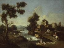 Three Peasants Resting on a River Bank, C1750-Giuseppe Zais-Framed Giclee Print