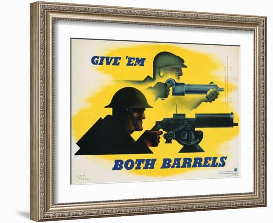 Give 'Em Both Barrels Poster-Jean Carlu-Framed Giclee Print