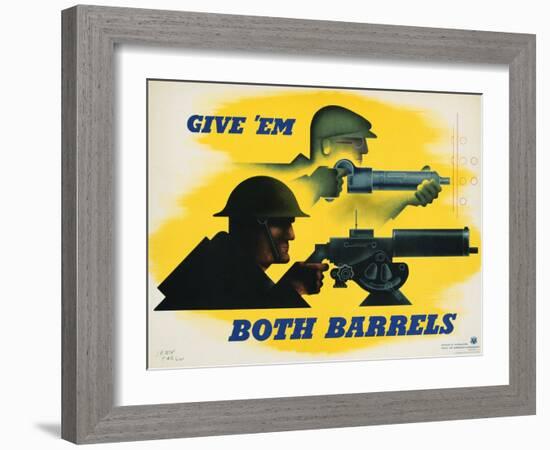 Give 'Em Both Barrels Poster-Jean Carlu-Framed Giclee Print