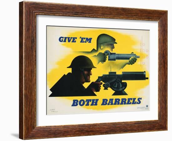 Give 'Em Both Barrels Poster-Jean Carlu-Framed Giclee Print