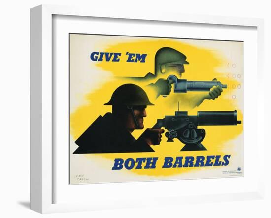 Give 'Em Both Barrels Poster-Jean Carlu-Framed Giclee Print