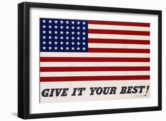 Give It Your Best! - 1942 USA Flag-Charles Coiner-Framed Premium Giclee Print