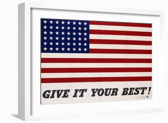 Give It Your Best! - 1942 USA Flag-Charles Coiner-Framed Premium Giclee Print