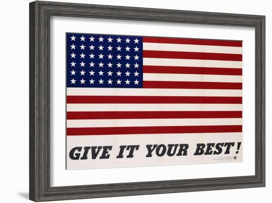 Give It Your Best! - 1942 USA Flag-Charles Coiner-Framed Giclee Print