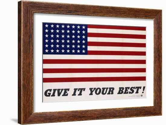 Give It Your Best! - 1942 USA Flag-Charles Coiner-Framed Giclee Print