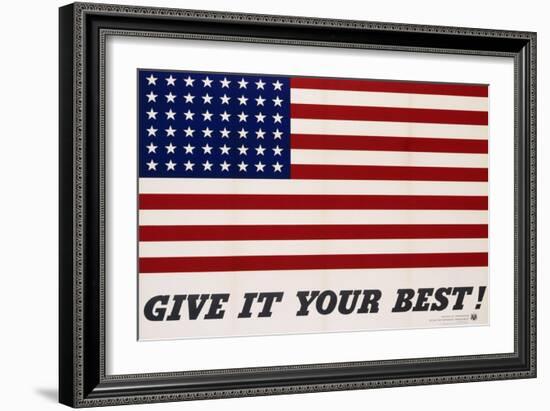 Give It Your Best! - 1942 USA Flag-Charles Coiner-Framed Giclee Print