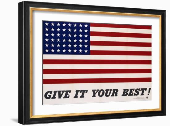 Give It Your Best! - 1942 USA Flag-Charles Coiner-Framed Giclee Print