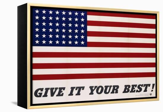 Give It Your Best! - 1942 USA Flag-Charles Coiner-Framed Premier Image Canvas