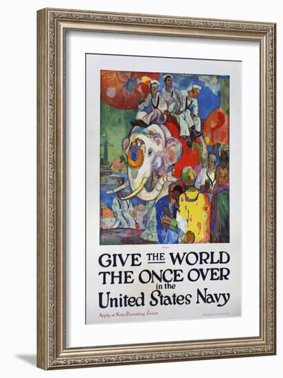 Give the World the Once over in the United States Navy Poster-James H. Daugherty-Framed Giclee Print