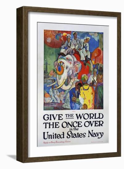 Give the World the Once over in the United States Navy Poster-James H. Daugherty-Framed Giclee Print