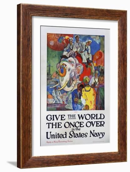 Give the World the Once over in the United States Navy Poster-James H. Daugherty-Framed Giclee Print