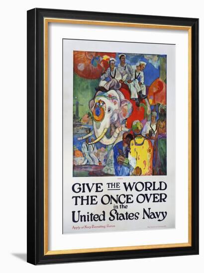 Give the World the Once over in the United States Navy Poster-James H. Daugherty-Framed Giclee Print