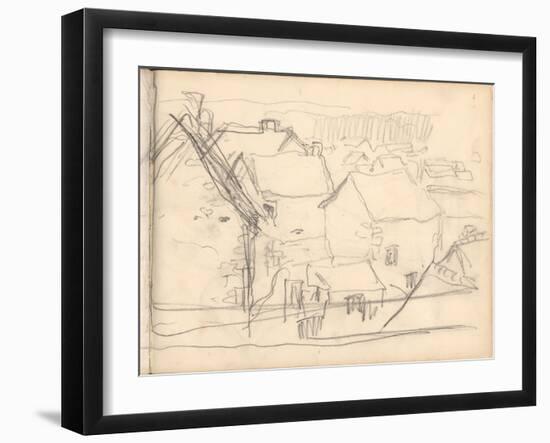 Giverny under Snow (Pencil on Paper)-Claude Monet-Framed Giclee Print