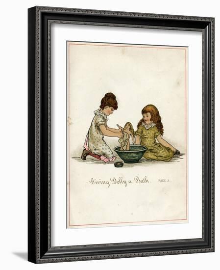 Giving Dolly a Bath-Ida Waugh-Framed Art Print