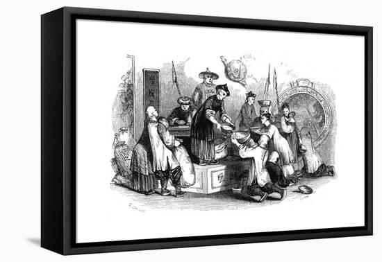 Giving Out Corn to the People, During a Season of Scarcity, 1847-Evans-Framed Premier Image Canvas