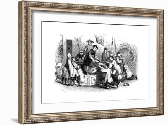 Giving Out Corn to the People, During a Season of Scarcity, 1847-Evans-Framed Giclee Print