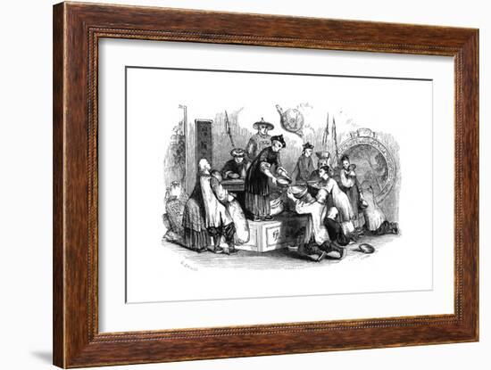 Giving Out Corn to the People, During a Season of Scarcity, 1847-Evans-Framed Giclee Print