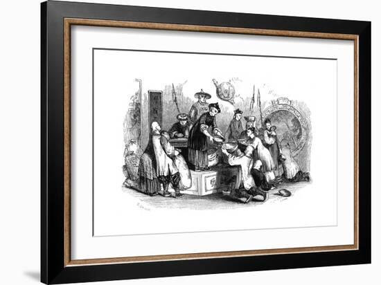 Giving Out Corn to the People, During a Season of Scarcity, 1847-Evans-Framed Giclee Print