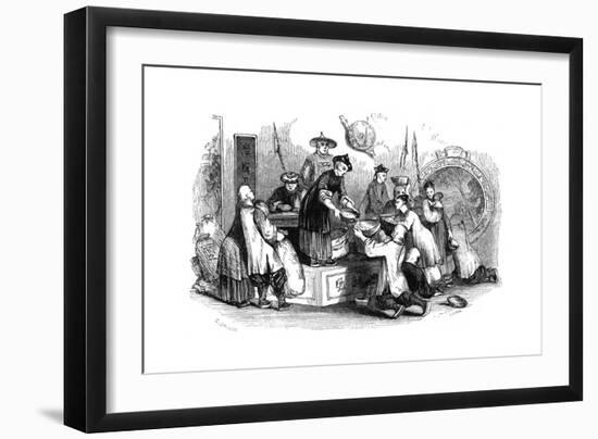 Giving Out Corn to the People, During a Season of Scarcity, 1847-Evans-Framed Giclee Print