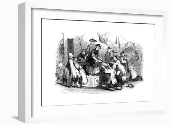 Giving Out Corn to the People, During a Season of Scarcity, 1847-Evans-Framed Giclee Print