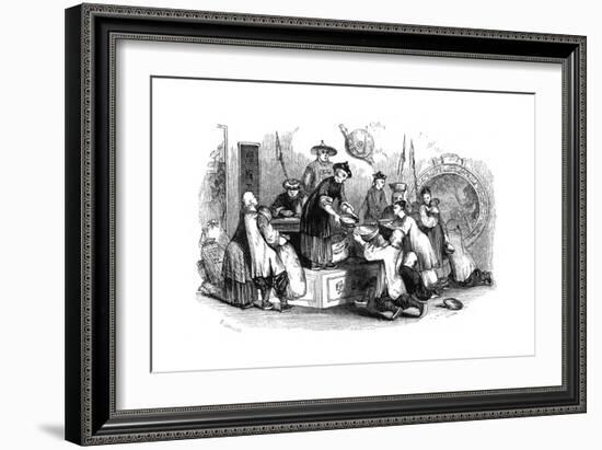 Giving Out Corn to the People, During a Season of Scarcity, 1847-Evans-Framed Giclee Print