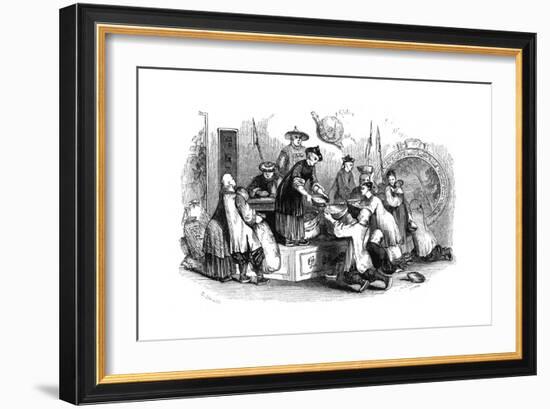 Giving Out Corn to the People, During a Season of Scarcity, 1847-Evans-Framed Giclee Print