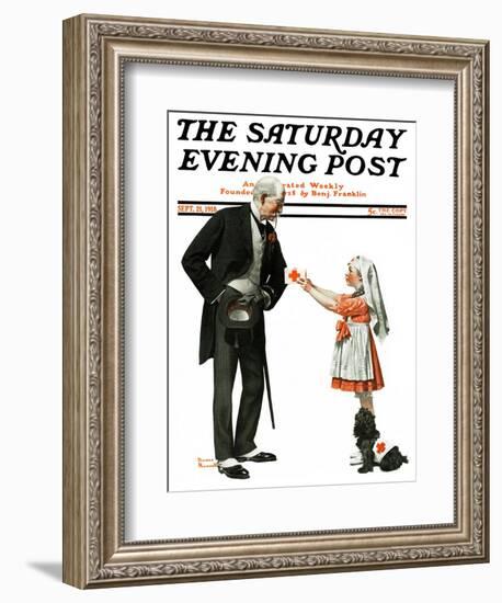 "Giving to Red Cross" Saturday Evening Post Cover, September 21,1918-Norman Rockwell-Framed Giclee Print