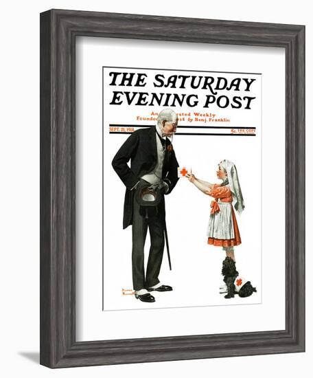 "Giving to Red Cross" Saturday Evening Post Cover, September 21,1918-Norman Rockwell-Framed Giclee Print