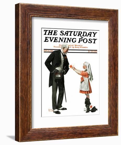 "Giving to Red Cross" Saturday Evening Post Cover, September 21,1918-Norman Rockwell-Framed Giclee Print