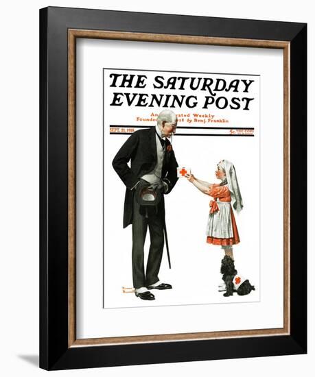 "Giving to Red Cross" Saturday Evening Post Cover, September 21,1918-Norman Rockwell-Framed Giclee Print