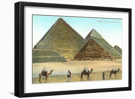 Giza Pyramids, Camels, Egypt-null-Framed Premium Giclee Print