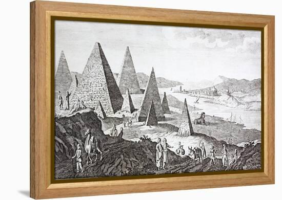 Gizeh, the Nile and Pyramids in a Fanciful 18th Century Engraving-null-Framed Premier Image Canvas