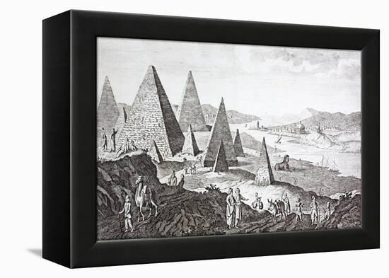 Gizeh, the Nile and Pyramids in a Fanciful 18th Century Engraving-null-Framed Premier Image Canvas