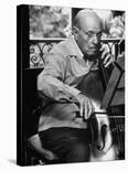 Cellist Pablo Casals Rehearsing at His Home in Prades-Gjon Mili-Premium Photographic Print
